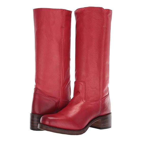 Women's Retro Simple Square Toe Western Boots