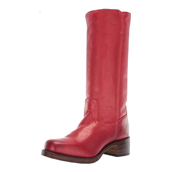 Women's Retro Simple Square Toe Western Boots