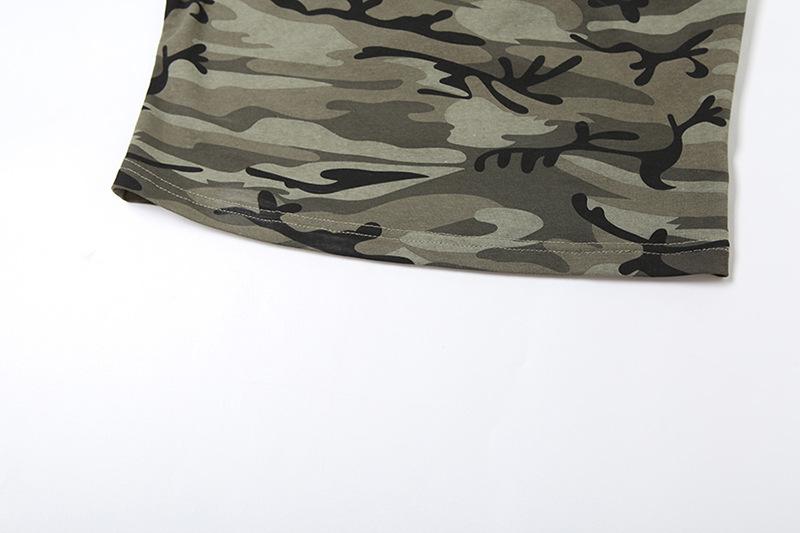 Square neck camouflage sleeveless tank top