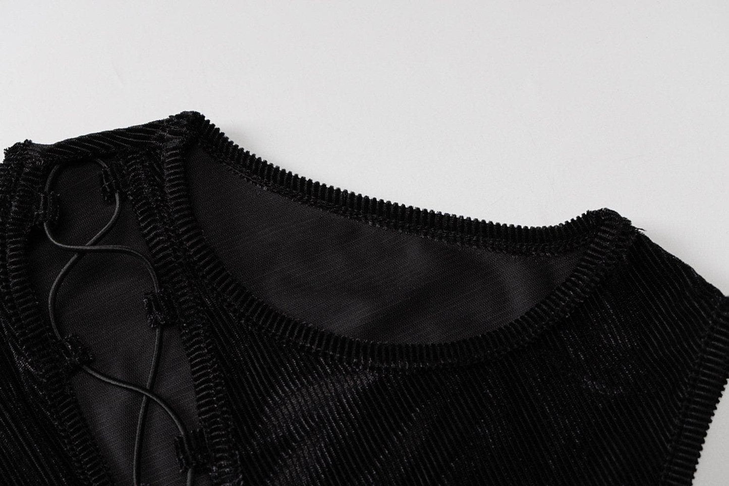 Crewneck lace up sleeveless ribbed crop top goth Alternative Darkwave Fashion goth Emo Darkwave Fashion