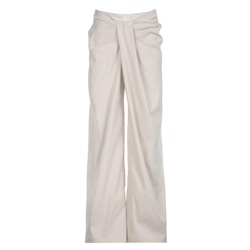 Ruched zip-up straight leg low rise pant