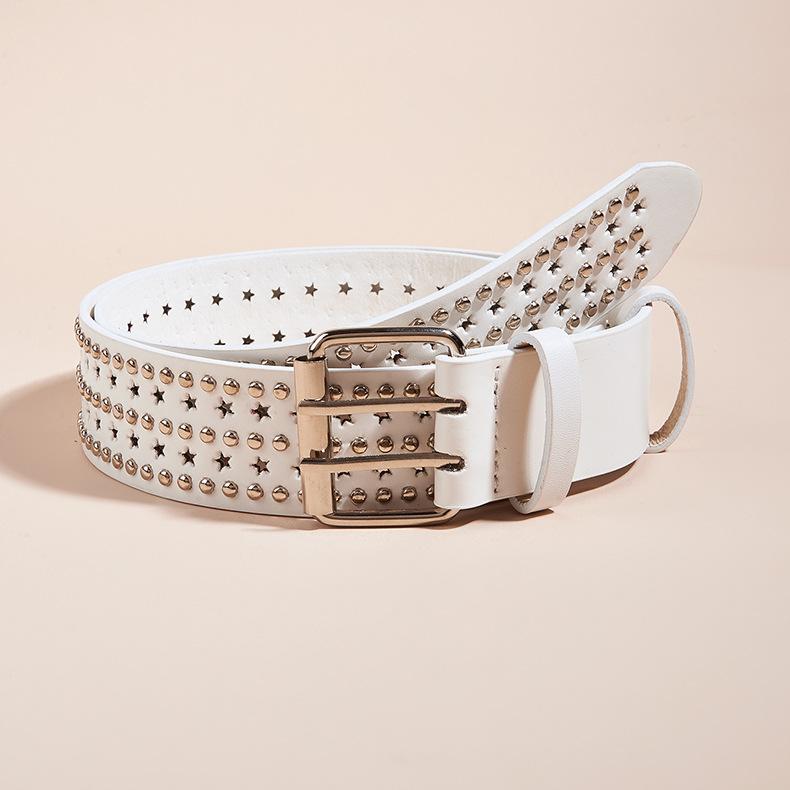 Rivet star PU leather adjustable belt