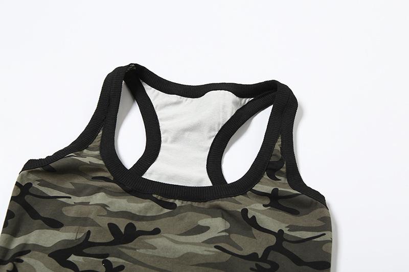 Square neck camouflage sleeveless tank top