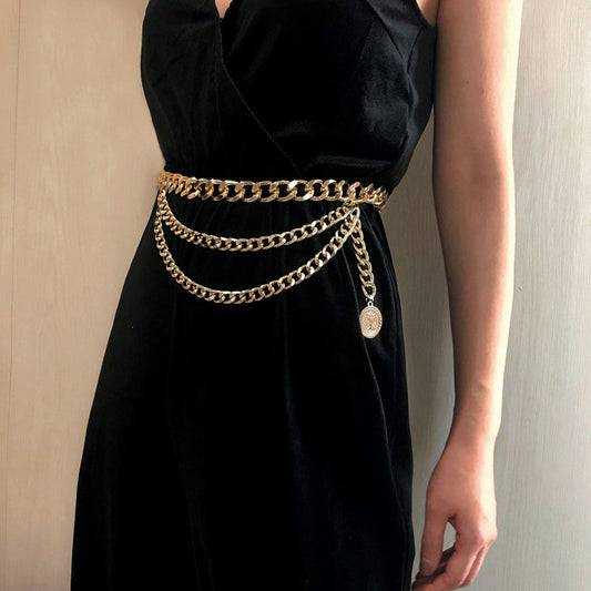 Layered irregular waist chain