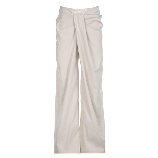 Ruched zip-up straight leg low rise pant