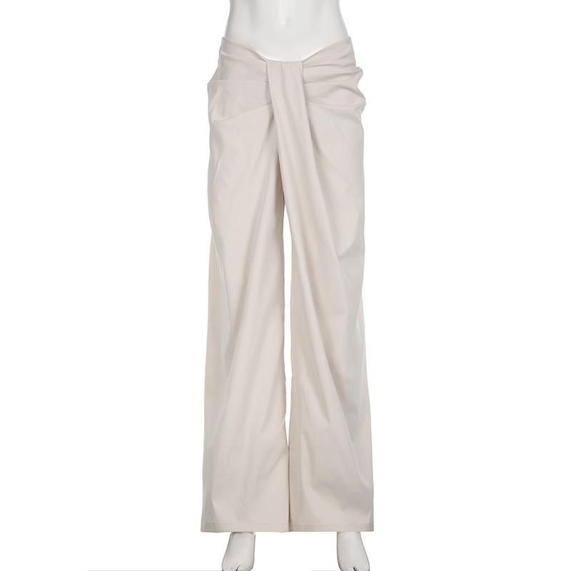 Ruched zip-up straight leg low rise pant