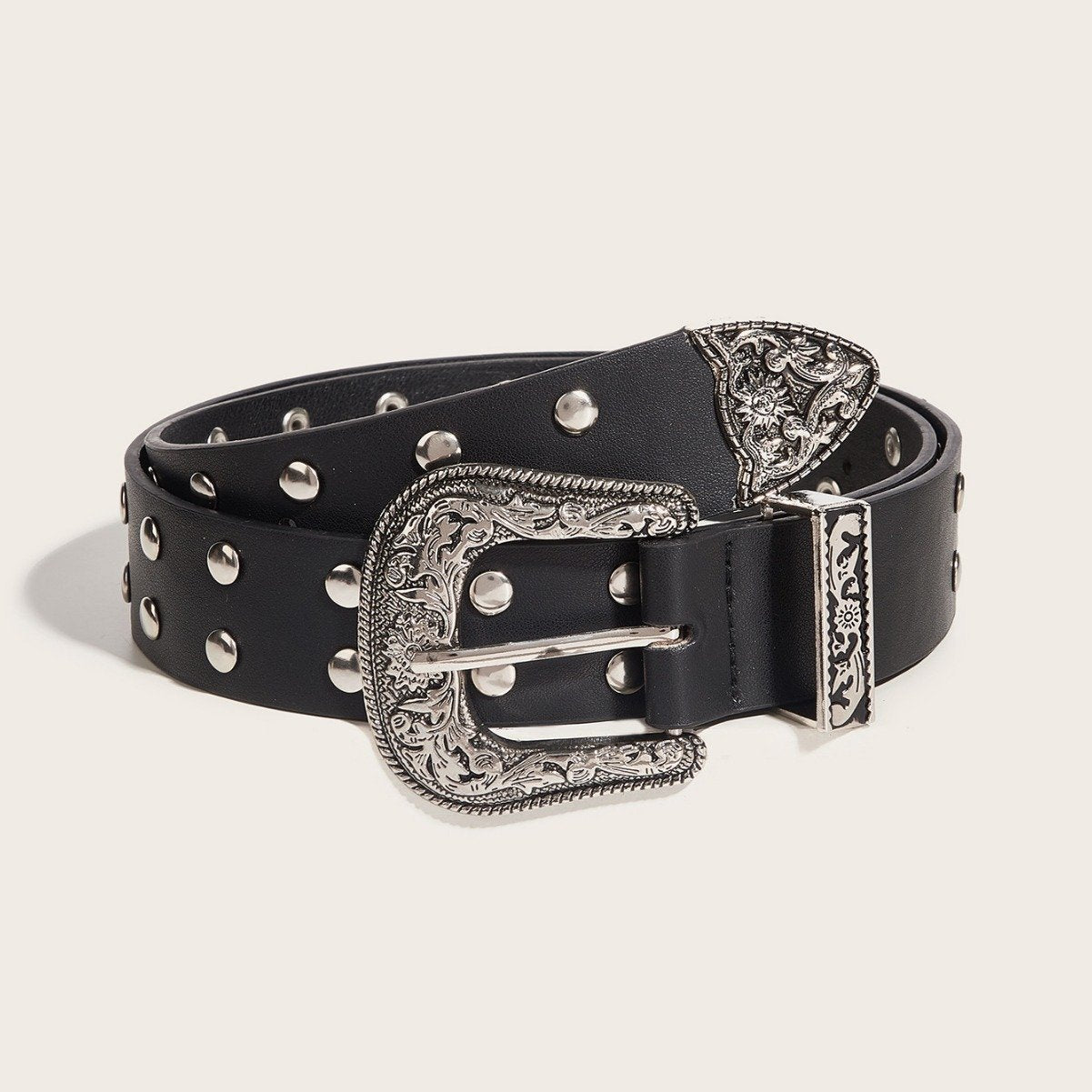 PU leather rivet buckle belt