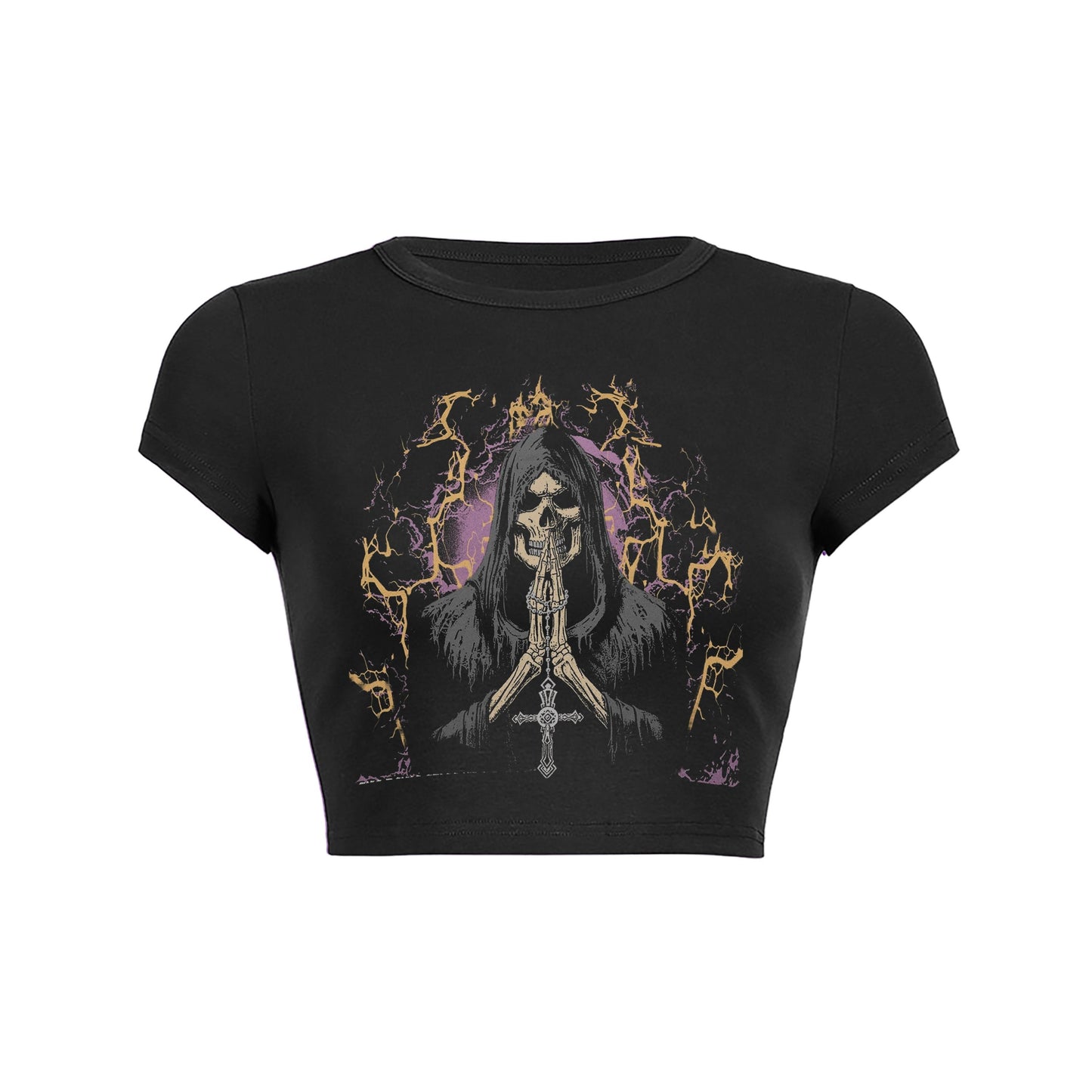 Lightning Prayer Crop Top Baby Tee