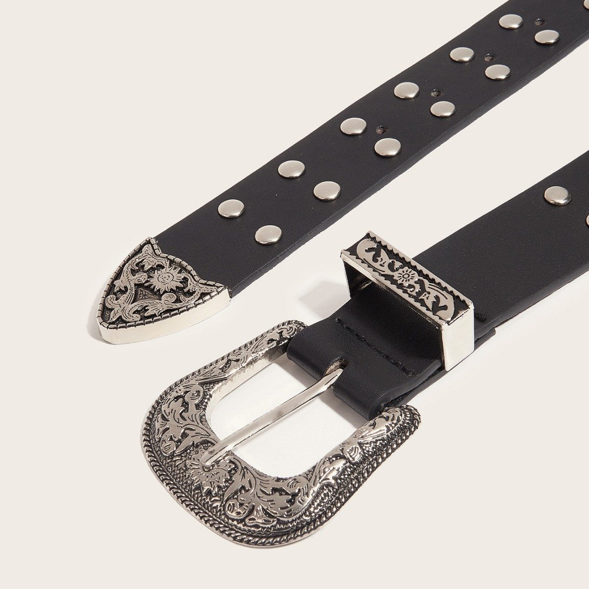 PU leather rivet buckle belt