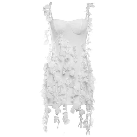 Sweetheart neck ruffle backless cami mini dress