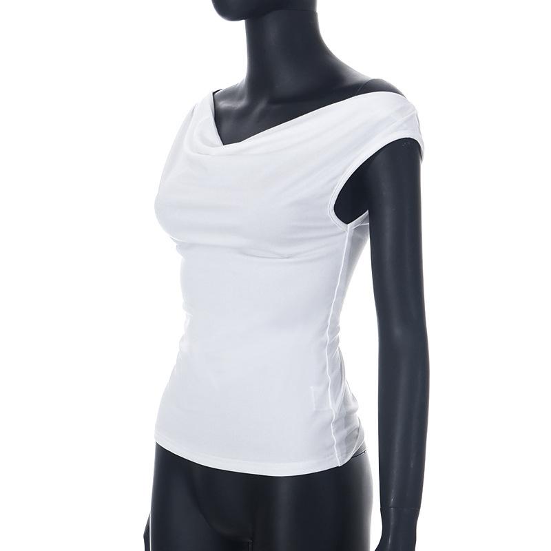 Cowl neck solid cap sleeve backless self tie ruched crop top y2k 90s Revival Techno Fashion