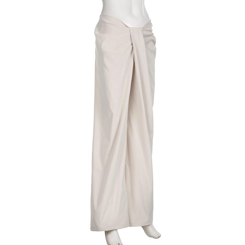 Ruched zip-up straight leg low rise pant