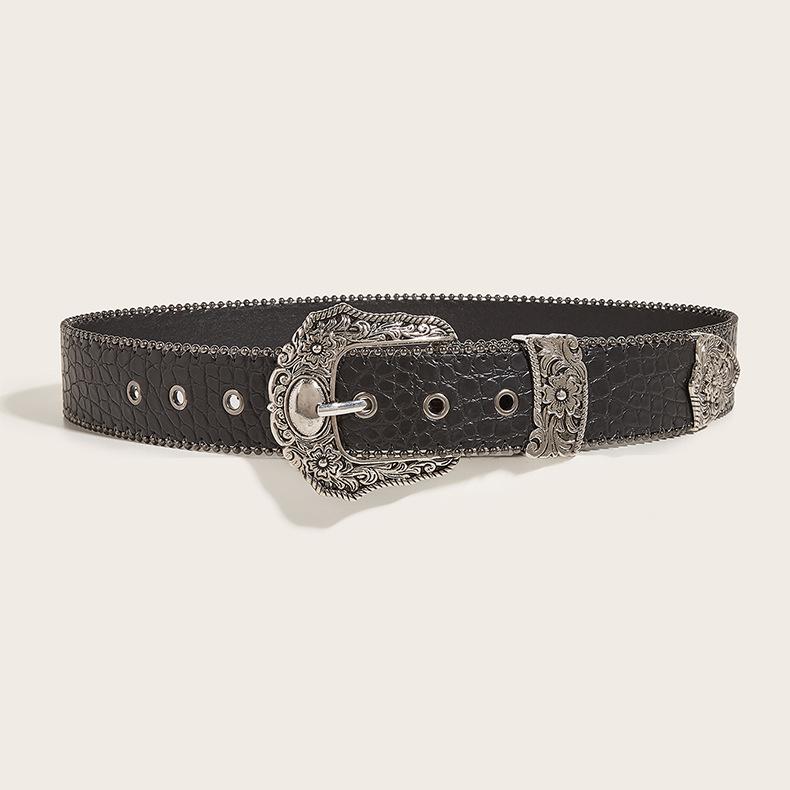 PU leather beaded adjustable belt