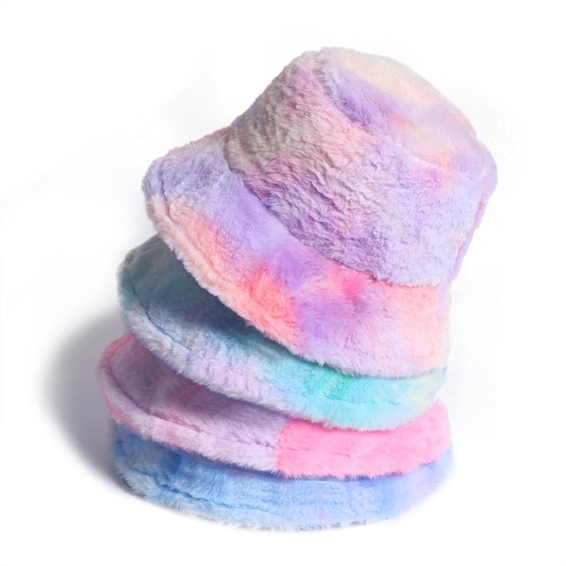 Tie dye fluffy fisherman bucket hat