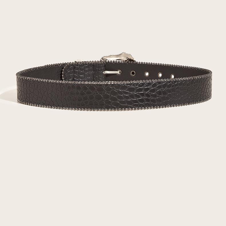 PU leather beaded adjustable belt