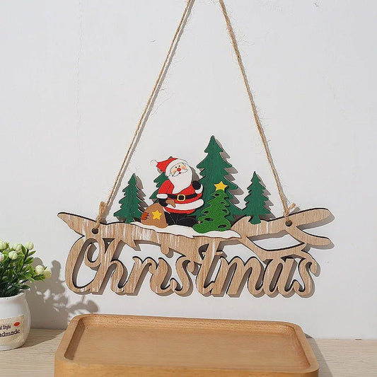 Merry Christmas Wooden Door Pendant – Festive Welcome Sign for the Holiday Season