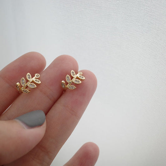 New Delicate Zircon Cute Metal Leaf Ear Clips For Women