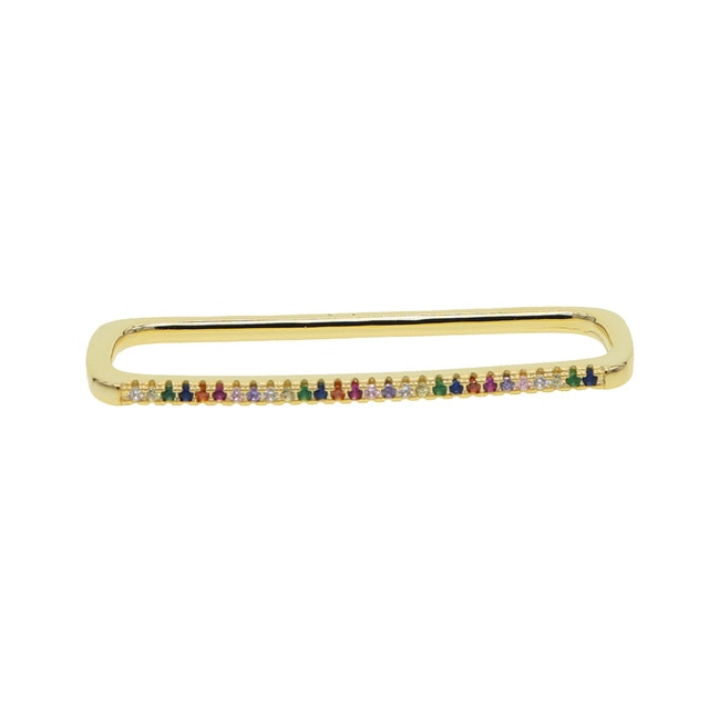 1 piece ear white rainbow cz rectangle cuff earring