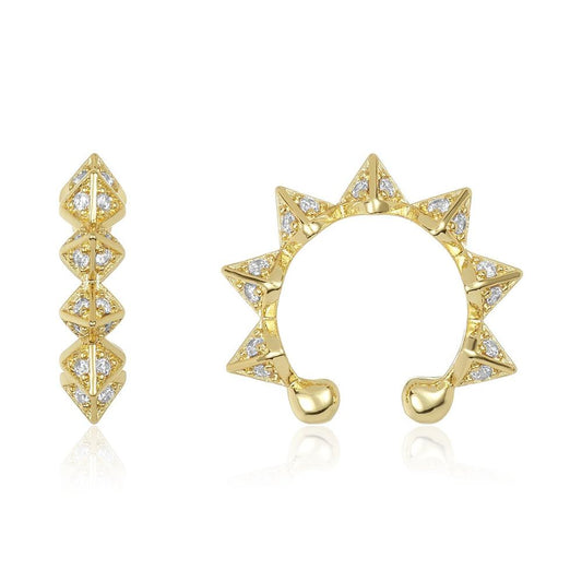 gold silver color spike circle cip on earring