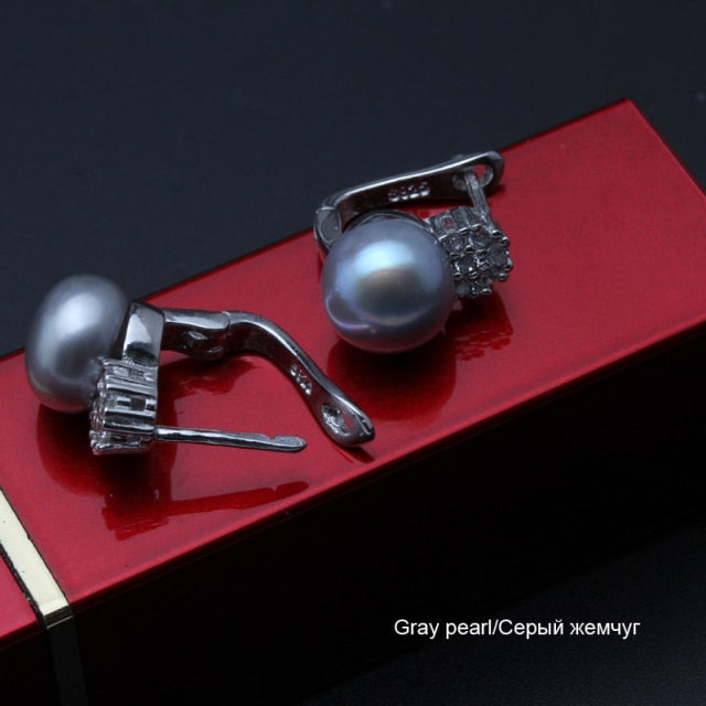 Fashion Natural freshwater black pearl ear clip