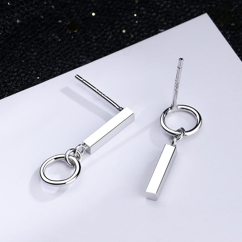 New Asymmetric Love Heart  Silver Color Drop Earrings