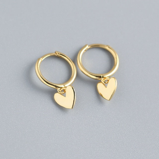 New Asymmetric Love Heart  Silver Color Drop Earrings