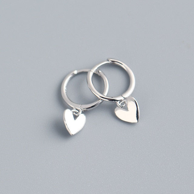 New Asymmetric Love Heart  Silver Color Drop Earrings