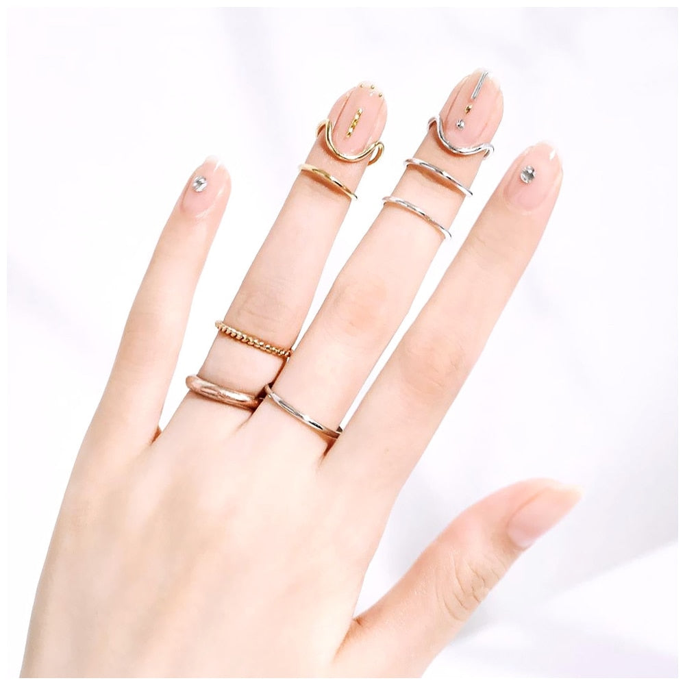 Gothic Metal Line Thin Nail Rings Daily Fingertip Protective Cover Trendy Ring