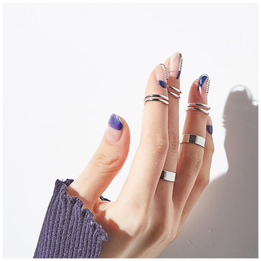 Gothic Metal Line Thin Nail Rings Daily Fingertip Protective Cover Trendy Ring