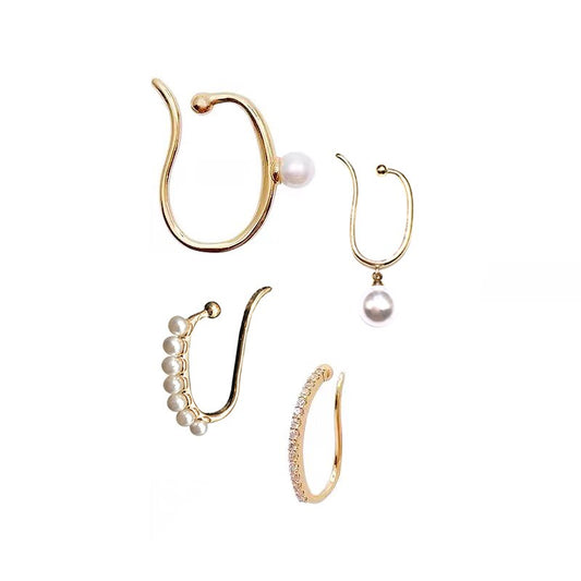 Minimalist Simulated Round Small Pearl Ear Cuff Earrings For Women